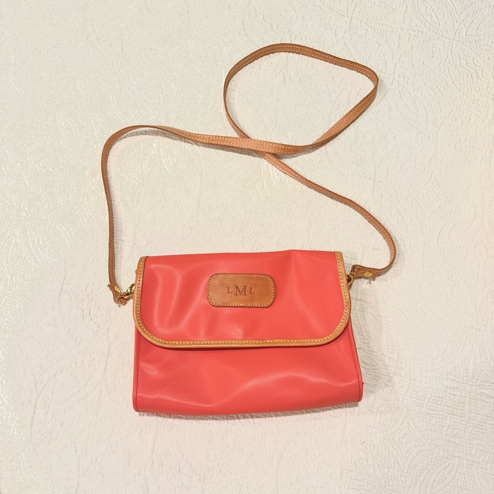 Jon Hart Design Coral Pink Crossbody with Tan Trim